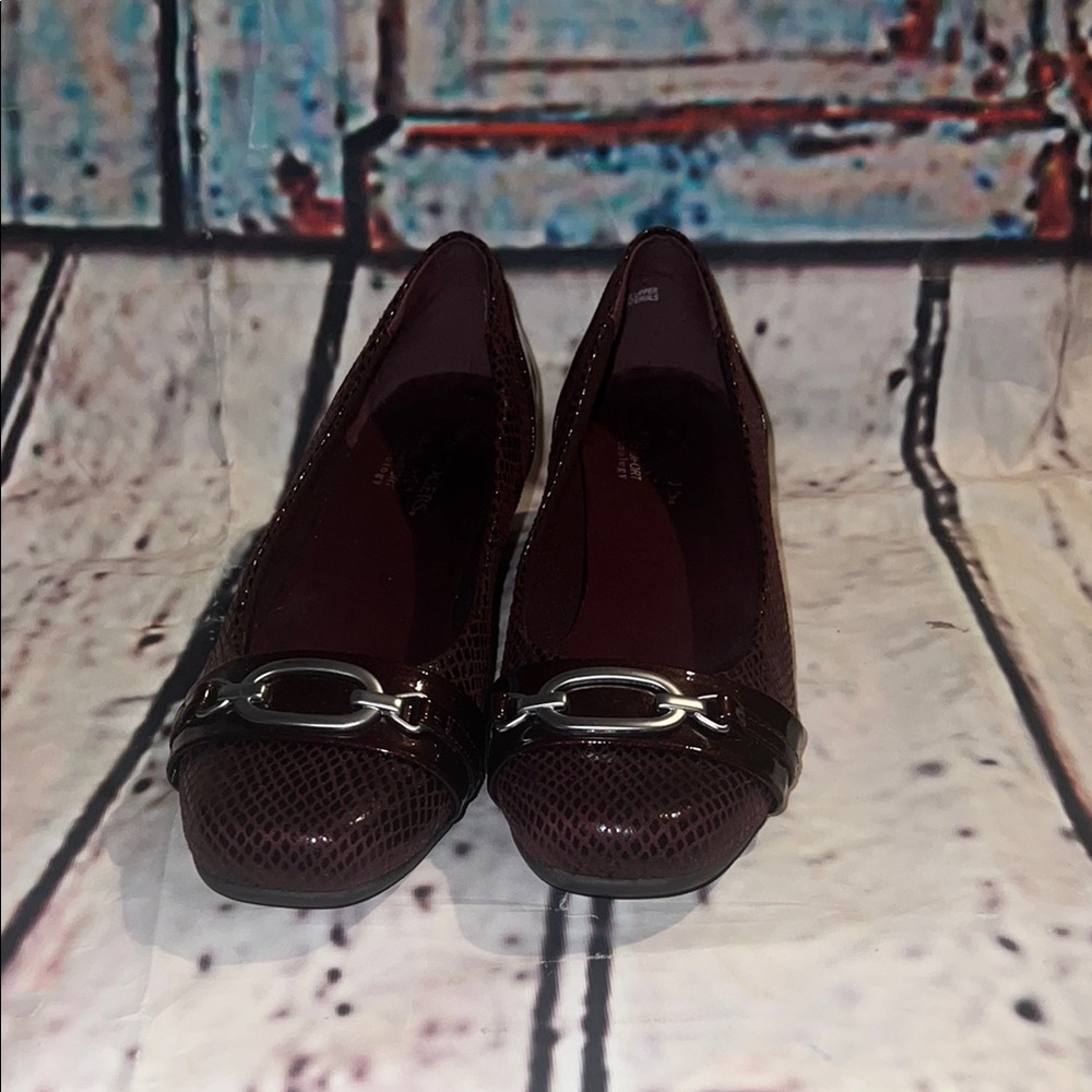 Women's Dark Brown Patent Loafers with Silver Bit Detail